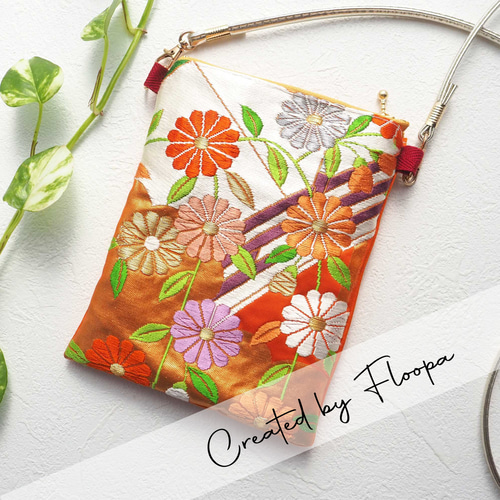 一点物】着物帯リメイク｜スマホショルダーバッグ（和柄/斜めがけ/サブ