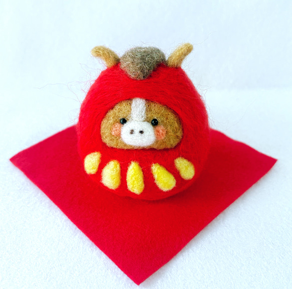 2026年午年お馬さんの赤だるま 羊毛フェルト 羊毛フェルト koyorino