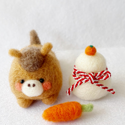 2026年午年お馬さん立ち姿ペア 干支のお正月飾り 羊毛フェルト 羊毛