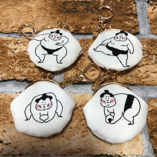 ミニミニがま口財布キーホルダー おにぎり好きのお相撲さん