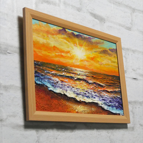 油絵 油彩 油彩画 絵 絵画【冬の夕陽】 油絵 油彩 油彩画 絵 絵画 【水平線に沈む夕日】 絵画 HR 通販