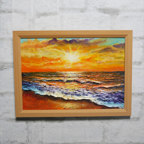 油絵 油彩 油彩画 絵 絵画【夕日に染まる海】A4 油絵 油彩 油彩画 絵 絵画【夕日に染まる海】A4 絵画 HR 通販