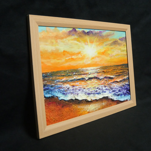 油絵 油彩 油彩画 絵 絵画【夕日に染まる海】A4 油絵 油彩 油彩画 絵 絵画 【夕陽に染まる海】A4 油絵 絵画 夕日