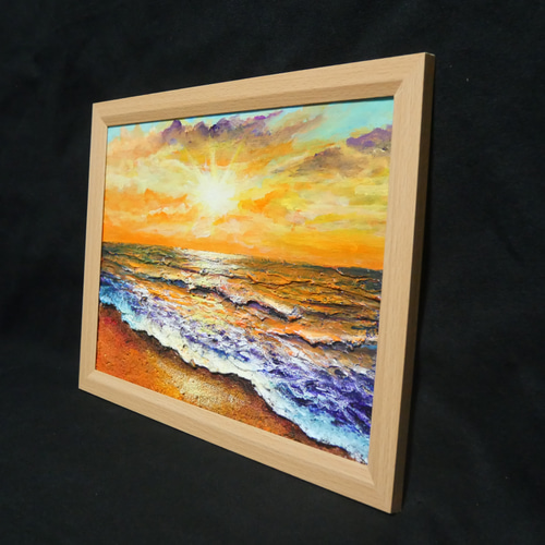 油絵 油彩 油彩画 絵 絵画 【夕陽に染まる海】A4 油絵 油彩 油彩画 絵 絵画 【夕陽に染まる海】A4 油絵 絵画 夕日