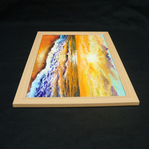 油絵 油彩 油彩画 絵 絵画 【夕陽に染まる海】A4 油絵 油彩 油彩画 絵 絵画【夕日に染まる海】A4 絵画 HR 通販