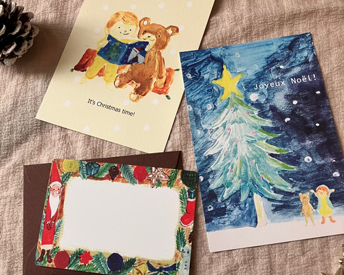 クリスマス2025】クリスマスカードセット(ポストカード2枚、メッセージ