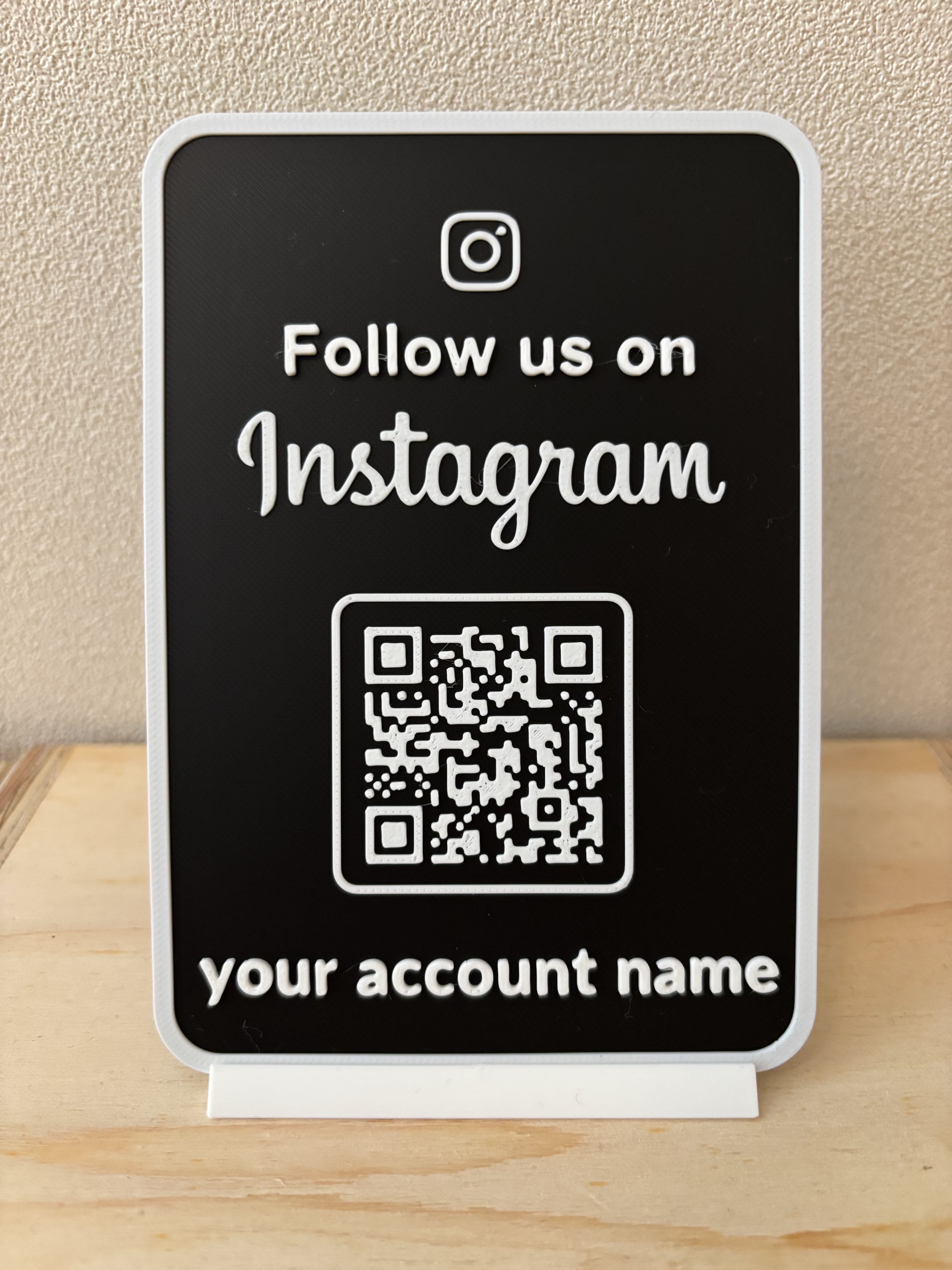 Instagram QRコード 卓上プレート 3Dプリント製 店舗用 サロン カフェ 名入れ可