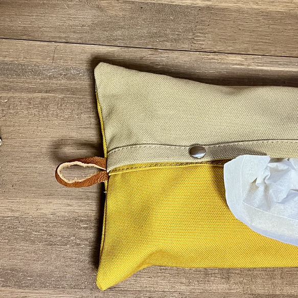 ボックスティッシュカバー⭐︎引っ掛け紐は本革 1枚目の画像