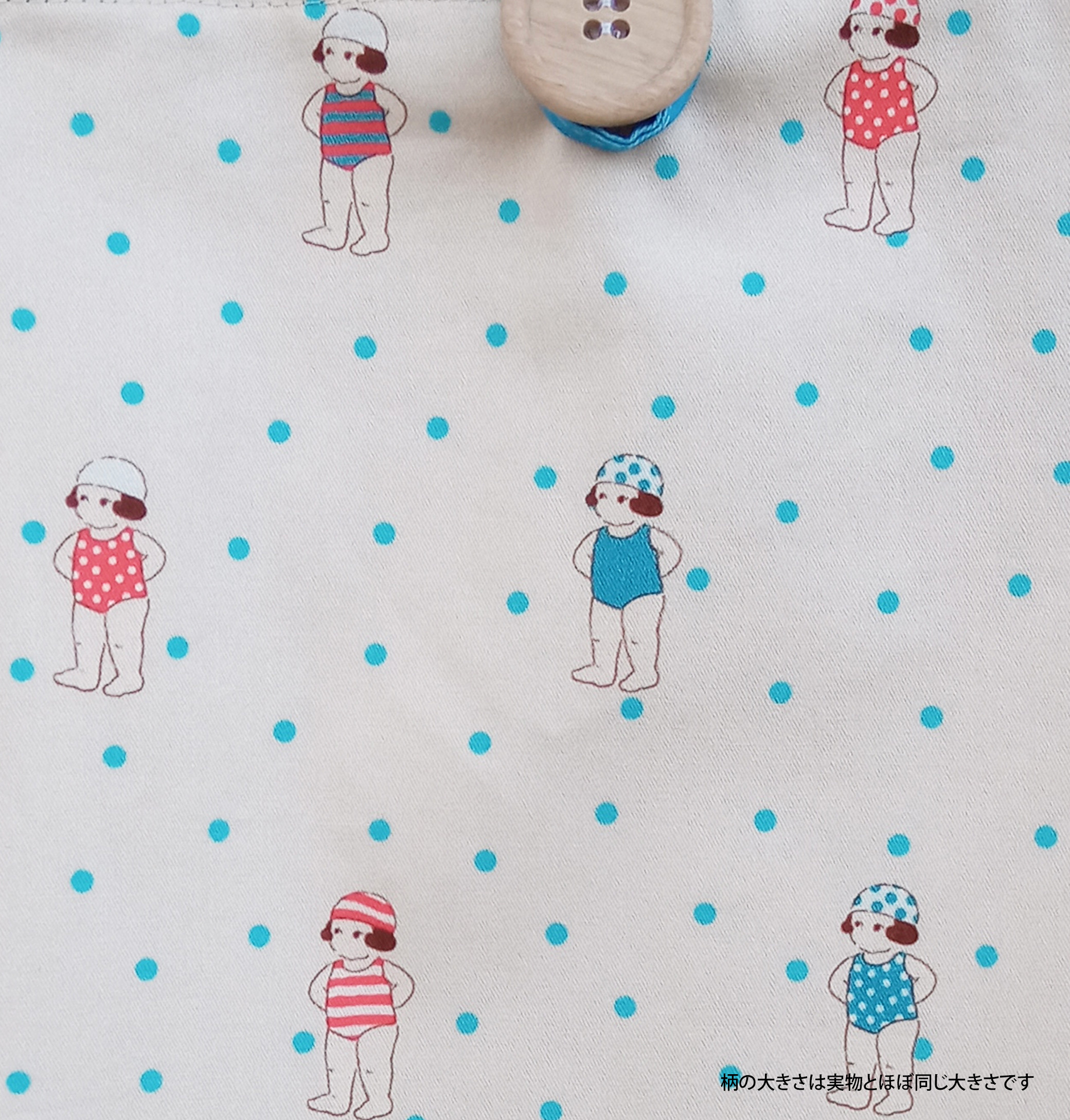 トートバッグ(オリジナルテキスタイル)   「夏ちゃんと水玉」