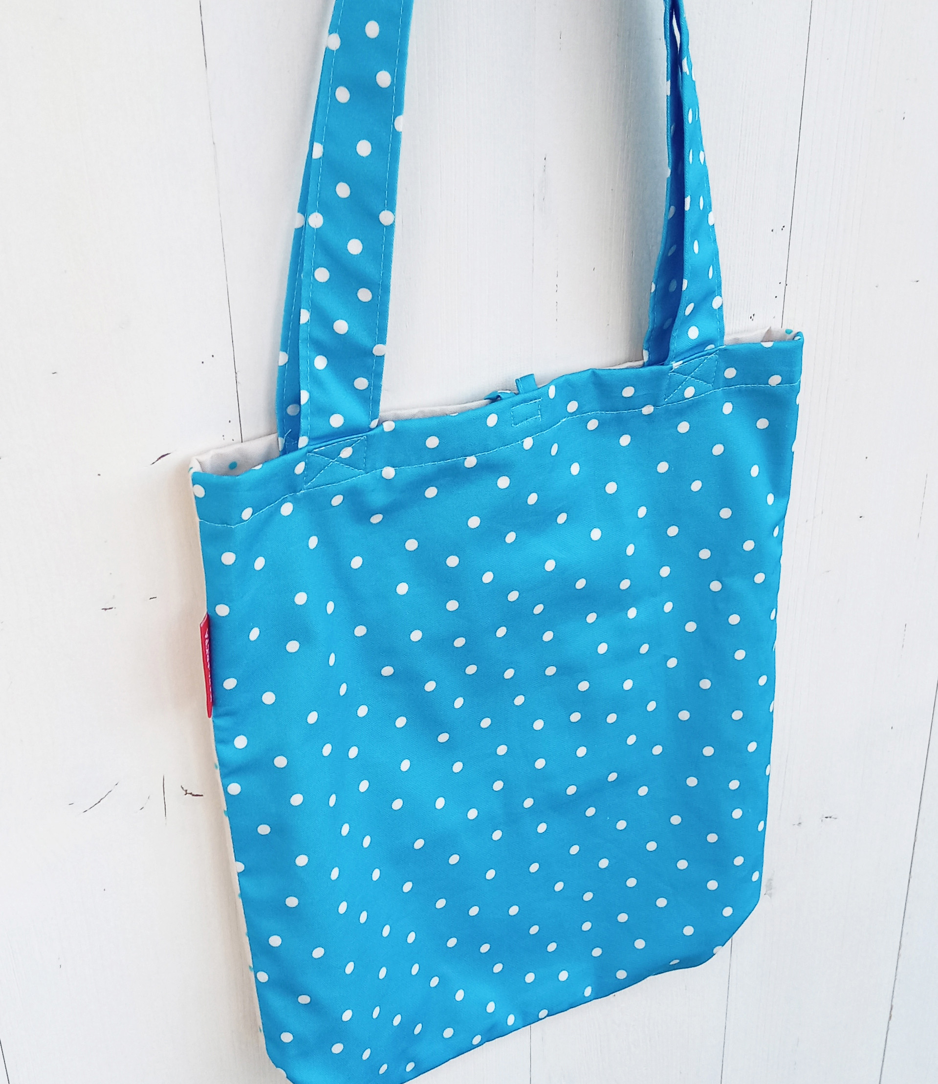 トートバッグ(オリジナルテキスタイル)   「夏ちゃんと水玉」