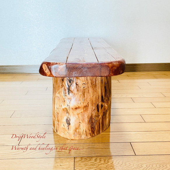 流木インテリア 圧倒的な存在感を醸す流木ベンチ 一点物 長椅子 スツール 木製 北欧 角材 丸太 N4 11枚目の画像