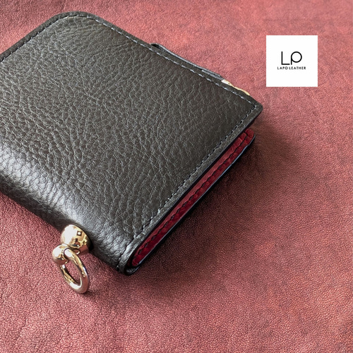 名入れ対応】ウォレットチェーンが付けれるミニ財布（ブラック）Nero