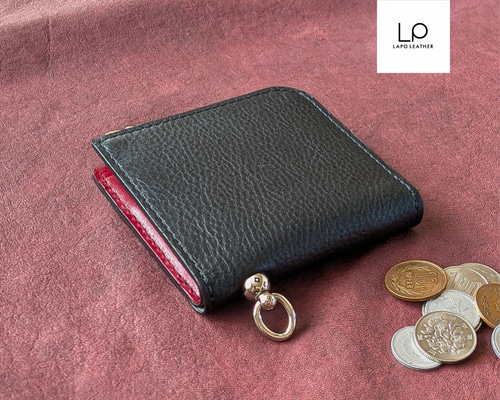 名入れ対応】ウォレットチェーンが付けれるミニ財布（ブラック）Nero