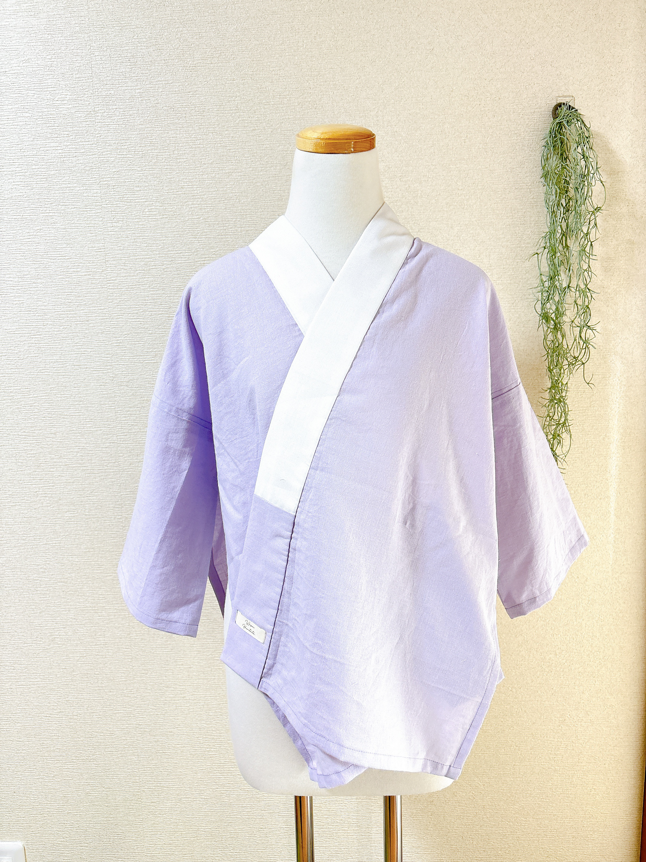 ハーフリネン衿付き半襦袢　アイスラベンダー