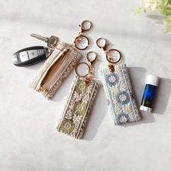 インド刺繡リボンとビーズチャームのキーホルダー バッグチャーム