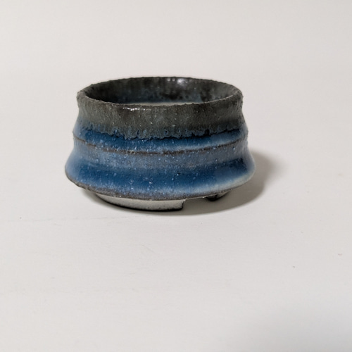 ミニ植木鉢 ミニ盆栽鉢 青釉 No.a1 一輪挿し・花瓶・花器 木下青月