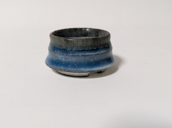 ミニ植木鉢 ミニ盆栽鉢 青釉 No.a1 一輪挿し・花瓶・花器 木下青月