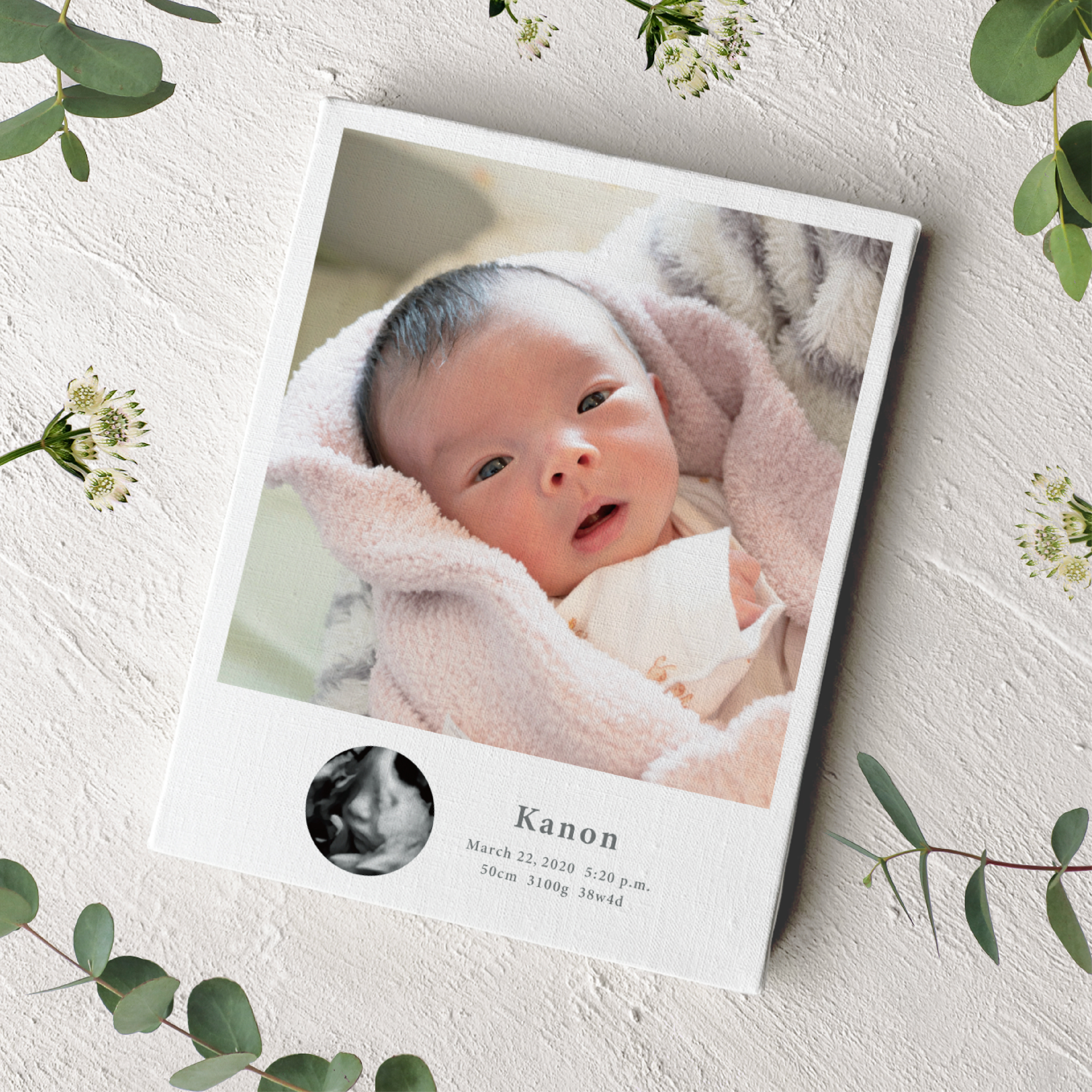 【エコー写真入り】命名書 / キャンバスボード / 032
