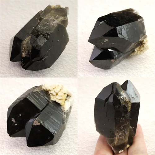 岐阜県中津川市蛭川産 黒水晶（モリオン）原石 ツイン カテドラル