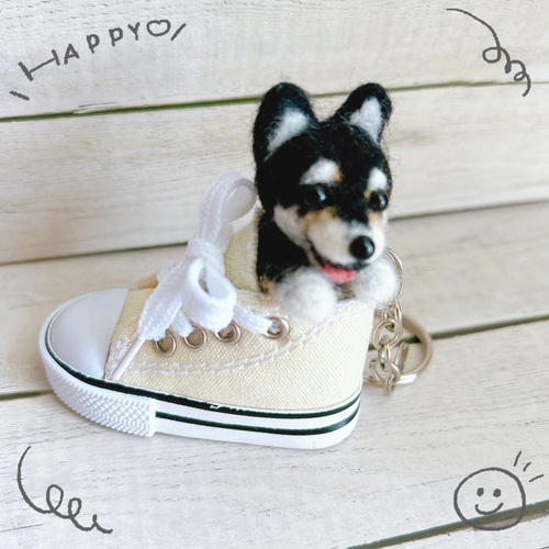 羊毛フェルト 柴犬 黒柴 キーホルダー 置き物 プレゼント マスコット