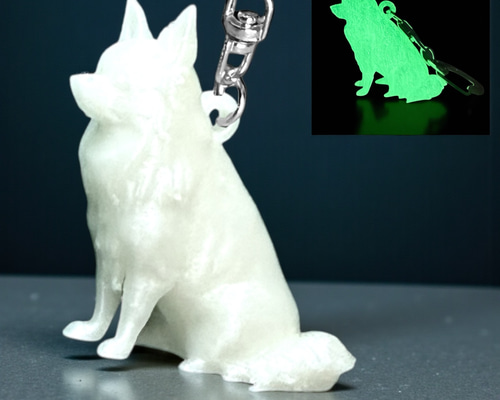 SALE中】チワワ mini3D蓄光（夜光）キーホルダー 半透明蓄光樹脂製