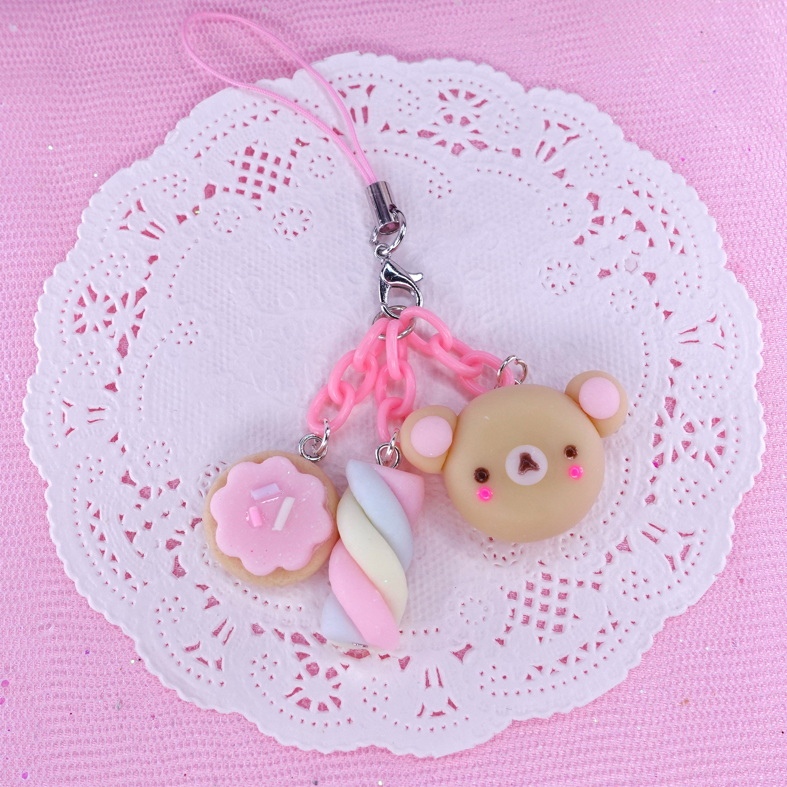 パステル くま ハンドメイド カラフル スマホチャーム 星 可愛い