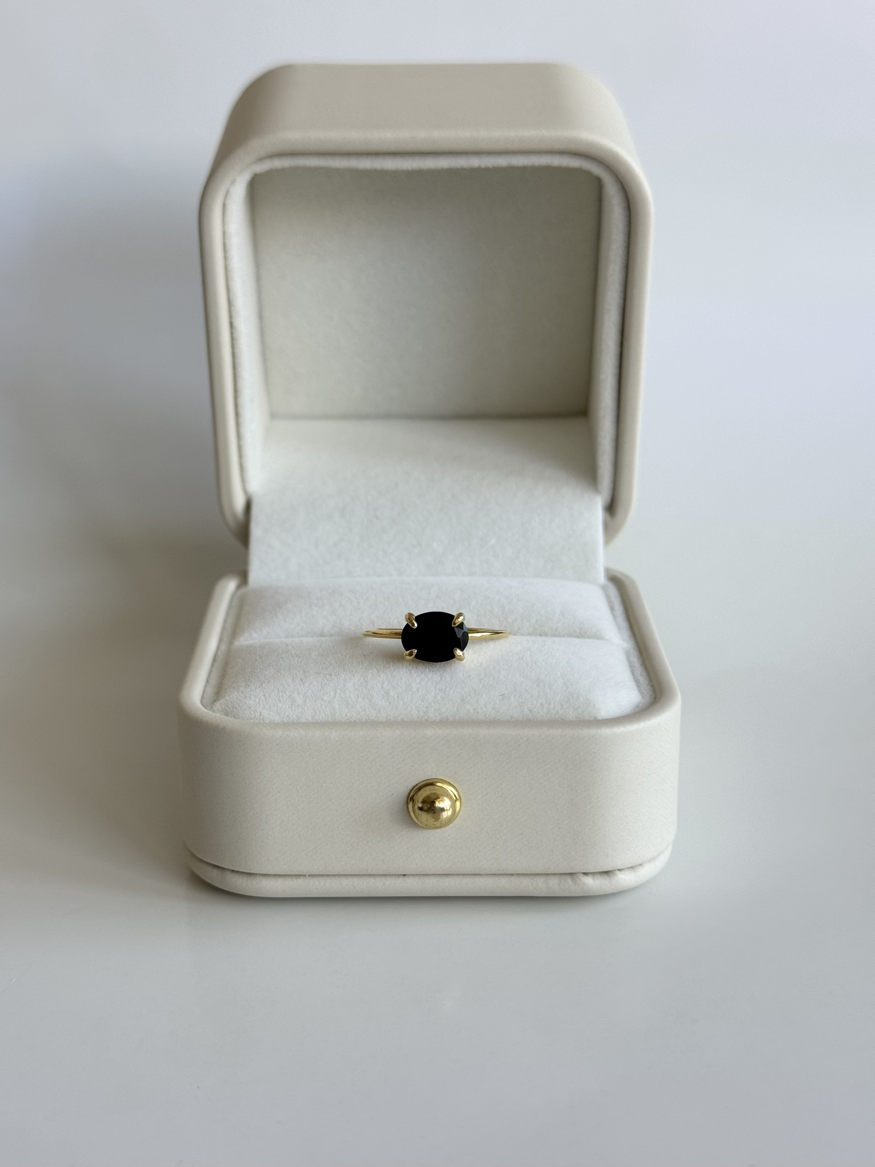 Silver925・18KGP  ブラックオパールのオーバルファセットカットリング