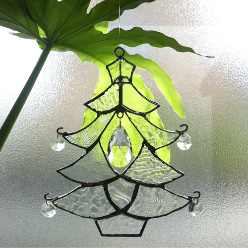 ✴︎:.｡.2025クリアガラスのクリスマスツリーオーナメント 3点セット