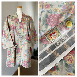 本場大島紬 作務衣 着物リメイク 青花お洒落な大人女子和の上衣 B 着物