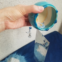 風鈴【雫 Drop】ペルシャブルー（チェコガラス）幅約8.5cm 5枚目の画像