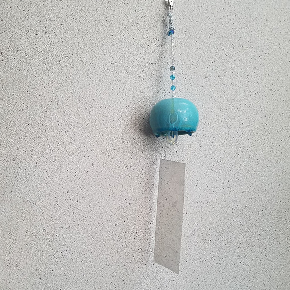 風鈴【雫 Drop】ペルシャブルー（チェコガラス）幅約8.5cm 8枚目の画像