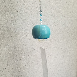 風鈴【雫 Drop】ペルシャブルー（チェコガラス）幅約8.5cm 3枚目の画像