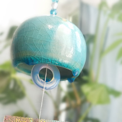 風鈴【雫 Drop】ペルシャブルー（チェコガラス）幅約8.5cm 7枚目の画像