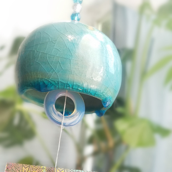 風鈴【雫 Drop】ペルシャブルー（チェコガラス）幅約8.5cm 7枚目の画像