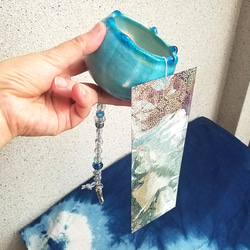 風鈴【雫 Drop】ペルシャブルー（チェコガラス）幅約8.5cm 6枚目の画像