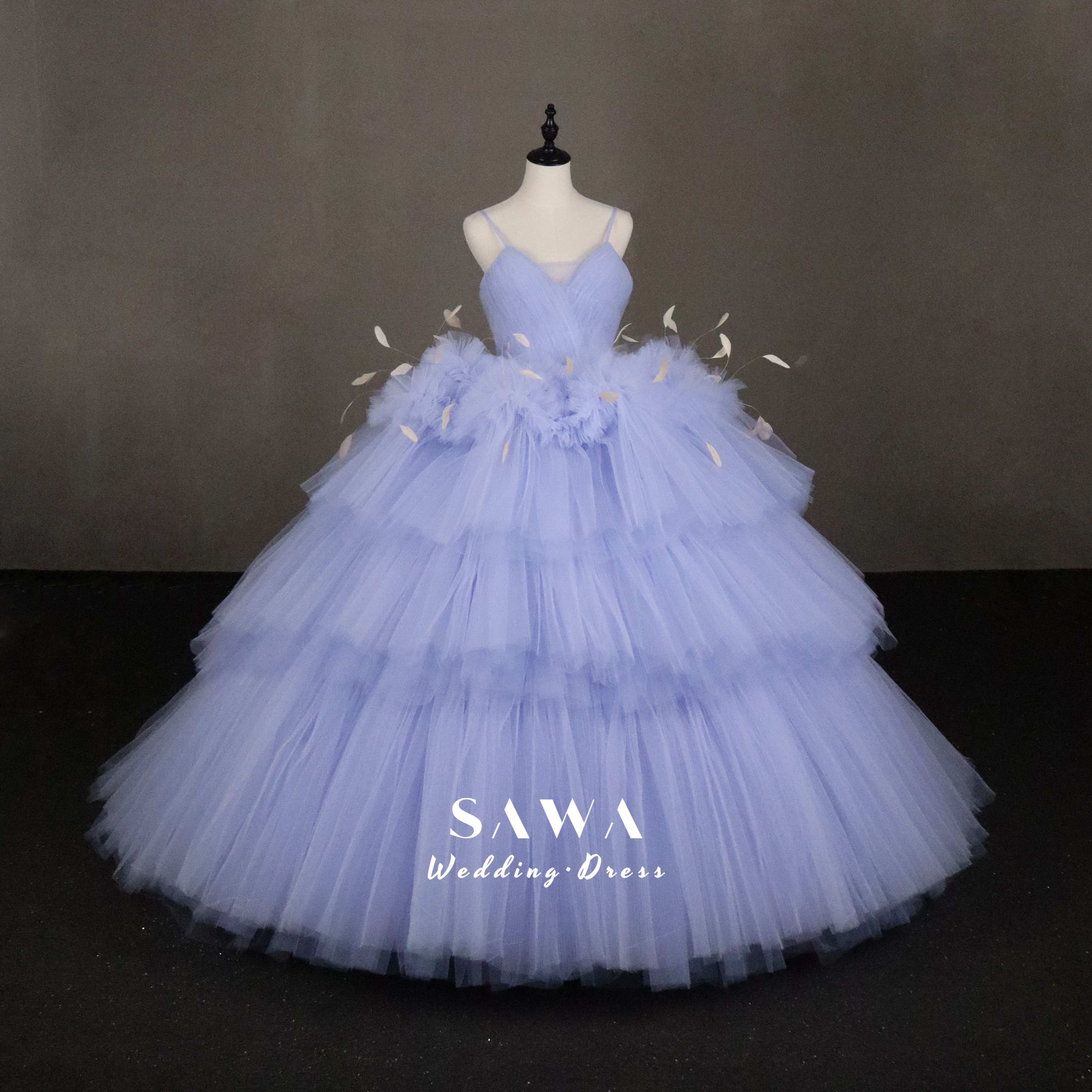 WEB限定　カラードレス　多層チュール　ボリューム感プリンセスライン編み上げ衣装ステージ演奏会コンテストパーティー成人式