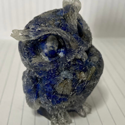 ラピスラズリ フクロウ 金箔入オルゴナイト 風水晶 天然石 置物 縁起物