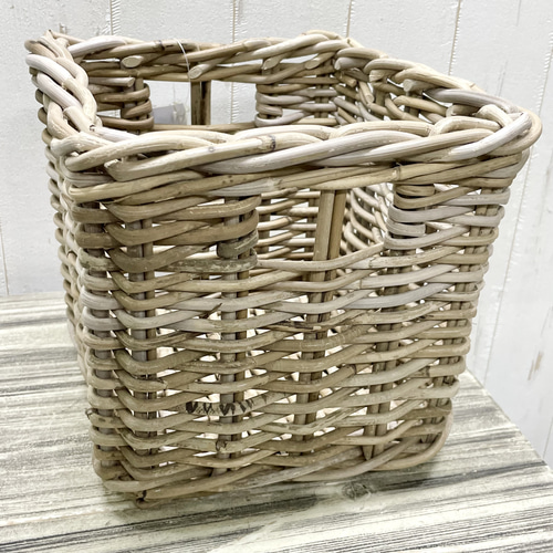 ラタン製 スクエアバスケット 藤製カゴ 収納インテリア 観葉植物鉢