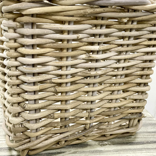 ラタン製 スクエアバスケット 藤製カゴ 収納インテリア 観葉植物