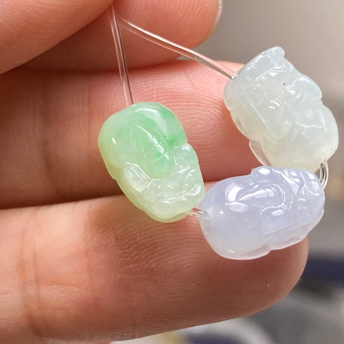 RS11-162 通穴 貔貅 本翡翠 ミャンマー産 A貨 財布貔貅 御守 天然石