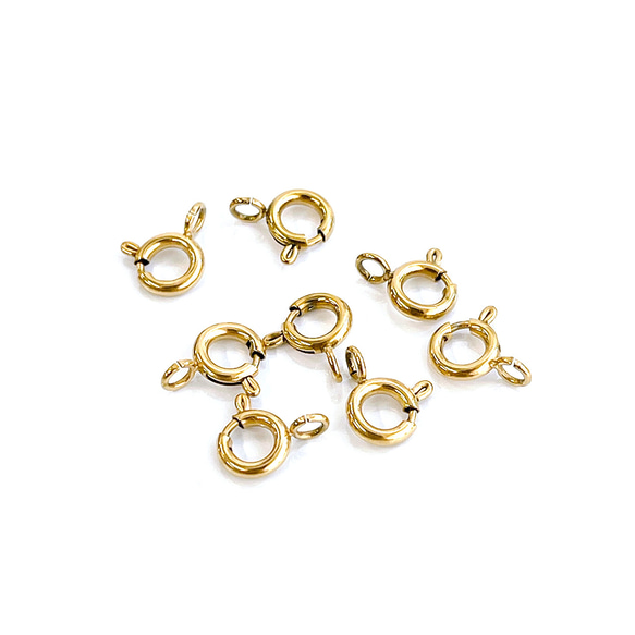 ess25【10個入り】直径約5mm / 太さ約1mm ヒキワ金具（引き輪）18KGP アクセサリー用留め具 2枚目の画像
