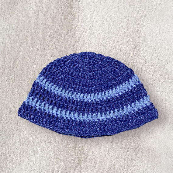 クロシェハット　クラッシャーハット　バケットハット　手編み　男女兼用