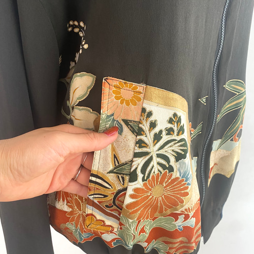 着物リメイク　トレンチジャケット　「菊花」 泥大島 花のはおり 着物リメイク その他トップス 吉祥堂 通販
