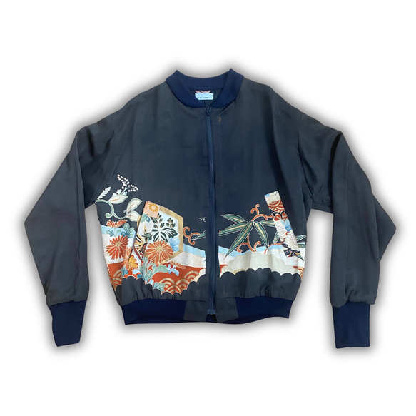 着物リメイク 難あり ユニセックスブルゾン ジャケット 1点もの