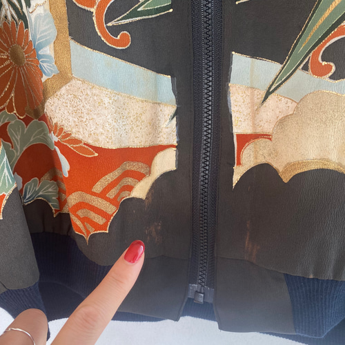 着物リメイク 難あり ユニセックスブルゾン ジャケット 1点もの