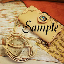 nonさま ２つ折り ステッチレザーショルダー ハンドメイド 姫路レザー 牛ヌメタンロー 6枚目の画像