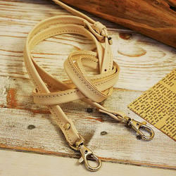 nonさま ２つ折り ステッチレザーショルダー ハンドメイド 姫路レザー 牛ヌメタンロー 2枚目の画像