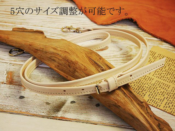 nonさま ２つ折り ステッチレザーショルダー ハンドメイド 姫路レザー 牛ヌメタンロー 3枚目の画像