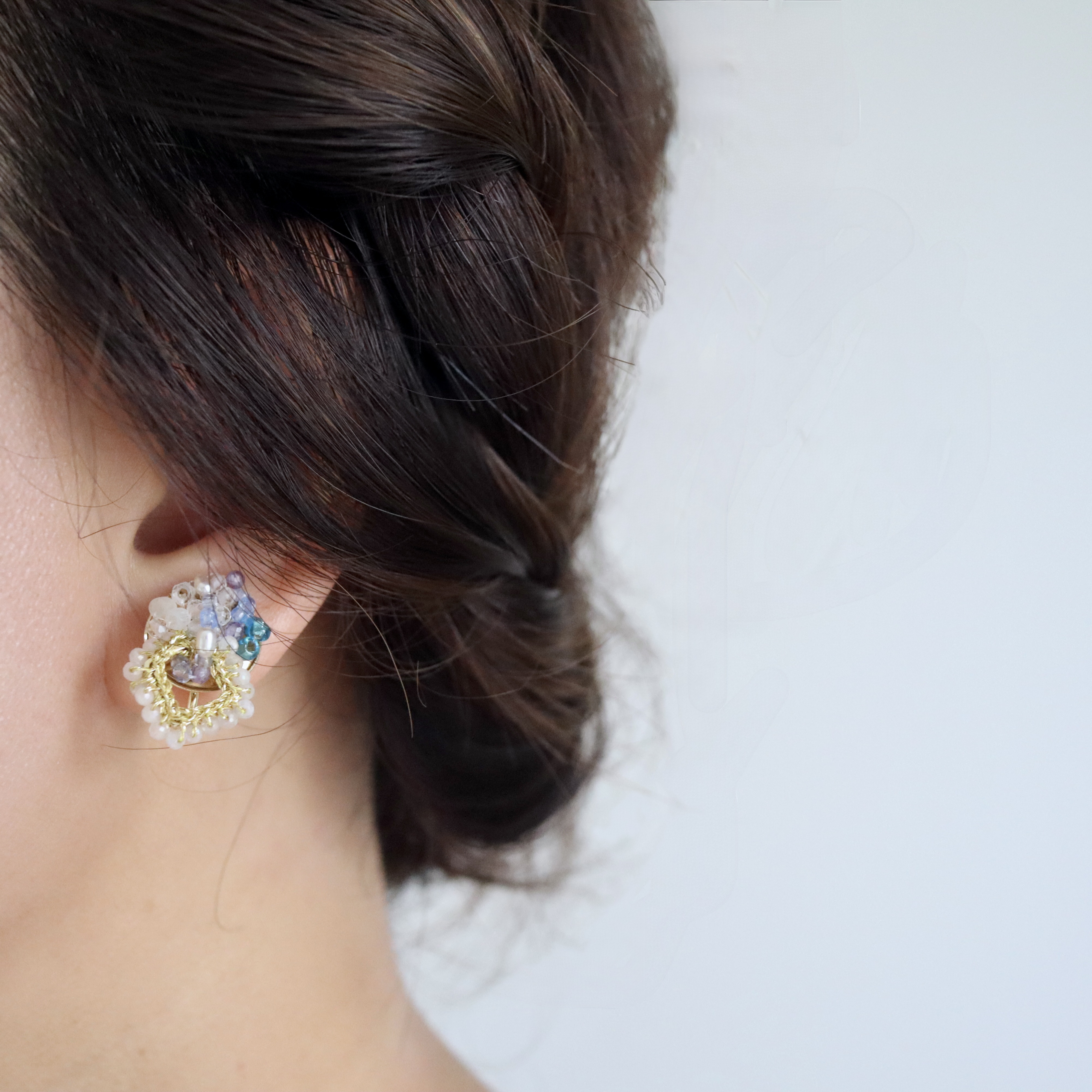 Jellyfish / french antique , Rose quartz , pearl