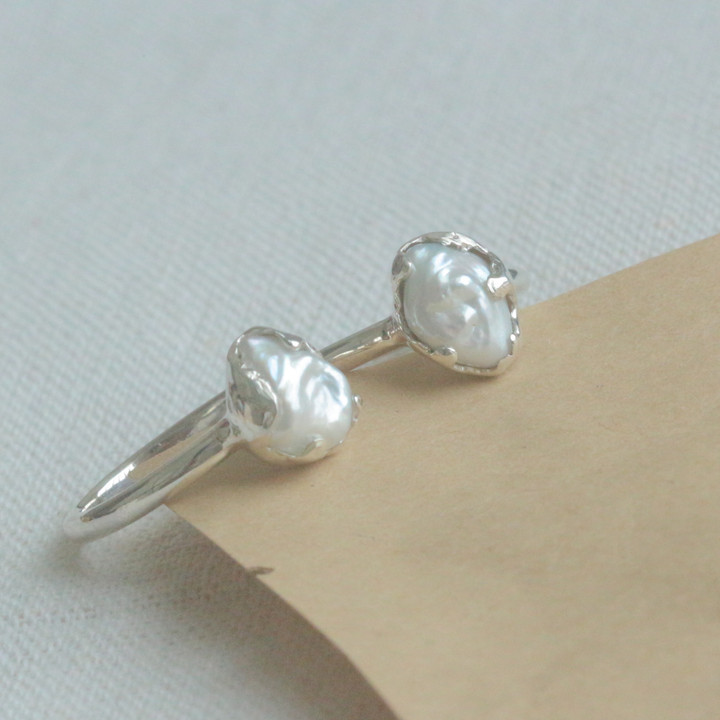 オーバル  /  バロック真珠 シルバーリング
